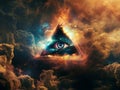 Mystical Eye in Cosmic Triangle amidst Clouds