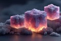 Surreal cubes of glowing clouds floating in an atmospheric setting Royalty Free Stock Photo