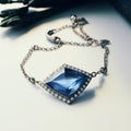 Surreal Cyanotype Diamond Bracelet: High-quality Blue Crystal Choker Piece