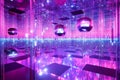 A surreal 3D abstract background showcasing an endless array of floating, reflective prisms that