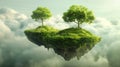 Surreal 3D floating islands: lush, dreamy landscapes on imaginative abstract terrains await your discovery. 3d