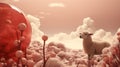 Surreal 3d Lamb In Clouds: A Post-modernist Masterpiece Royalty Free Stock Photo