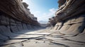 Tranquil Zen-like Canyon 3d Rendering With Cracked Earthworks