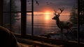 Surreal 3d Landscapes: Deer Gazing Out Window In Romantic Seascapes