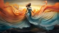 Surreal 3d Landscapes: A Woman In A Twirling Dress