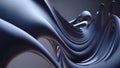 Surreal dark blue glossy wallpaper with abstract wavy shapes. Background with curvy organics texture