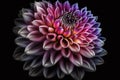 Surreal dark chrome pink and purple flower on black Generative AI
