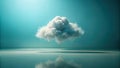 A surreal depiction of a fluffy cloud forming a tree-like structure, its delicate branches reaching towards an ethereal teal sky, Royalty Free Stock Photo
