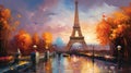 Autumnal Parisian Dreamscape with Eiffel Tower. Generative Ai