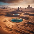 Surreal desert landscape with floating islands An otherworldly and imaginative scene with vibrant hues1