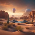 Surreal desert landscape with floating islands An otherworldly and imaginative scene with vibrant hues2