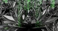 Futuristic Digital Lotus Flowers with Binary Code Rain Royalty Free Stock Photo