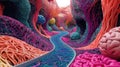 Surreal Digital Artwork of Colorful Neural Pathways and Synapses