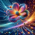 Surreal Digital Flower with Luminous Tendrils and Beads Royalty Free Stock Photo