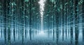 Digital Forest Futuristic Digital Trees with Binary Code and Data Streams Royalty Free Stock Photo