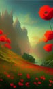 Poppy flower meadow - abstract digital art Royalty Free Stock Photo