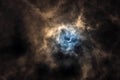 Surreal Dramatic Solar Eclipse Covered By Clouds. Natural Phenomenon