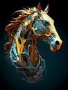 Surreal drawing of a horse. Various shapes and colors. Chromatic and fantastic composition.