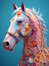 Surreal drawing of a horse. Various shapes and colors. Chromatic and fantastic composition.