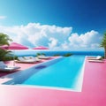 Surreal Dream Vacation Pool View Art