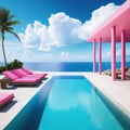 Surreal Dream Vacation Pool View Art