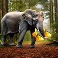 A surreal elephant with butterfly wings, gently gliding through an enchanted forest2, Generative AI