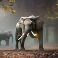 A surreal elephant with butterfly wings, gently gliding through an enchanted forest5, Generative AI