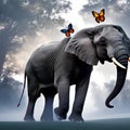 A surreal elephant with butterfly wings, gently gliding through an enchanted forest3, Generative AI