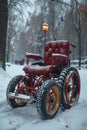 Surreal Empty Wheelchair outside in winter