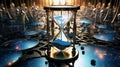 Time with clock faces, hourglasses, and surreal elements symbolizing the continuum of past Royalty Free Stock Photo