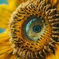 Surreal Eye Integrated into Sunflower Center Royalty Free Stock Photo