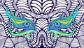 Surreal eyes of a mystical, alien creature. Artistic background with unusual eyes. Fantastic decorative eyes. Vector