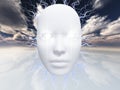 Surreal face hovers in the surreal landscape Royalty Free Stock Photo