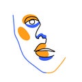Surreal Face painting. One Line art poster. Female contour silhouette. Continuous drawing. Abstract woman Contemporary