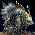 Surreal fantasy betta fish made of intricate jewels