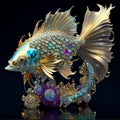 Surreal fantasy betta fish made of intricate jewels