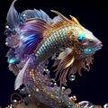 Surreal fantasy betta fish made of intricate jewels