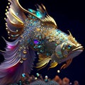 Surreal fantasy betta fish made of intricate jewels