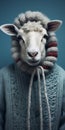 Surreal Fashion Photography: Analog Portrait Of A Sheep In Knitwear