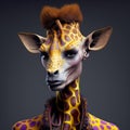 Surreal portrait of a hybrid of human and giraffe. Generative AI