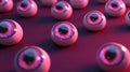 Surreal Field of Glossy Eyeballs on Red Surface - Abstract Vision Concept Royalty Free Stock Photo