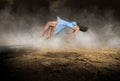 Surreal Floating, Falling Woman, Desolate Desert Royalty Free Stock Photo