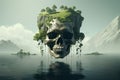 Surreal Floating Island Skull A surreal scene