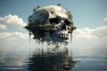 Surreal Floating Island Skull A surreal scene