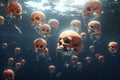 Surreal Floating Skulls Surreal scene with