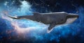 Surreal Flying Outer Space Whale Royalty Free Stock Photo