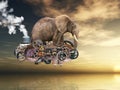 Surreal Flying Steampunk Machine, Elephant