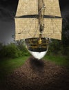 Surreal Flying Tall Sailing Ship