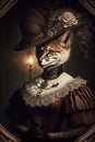 Surreal fox in victorian outfit, elegant. Generative Ai