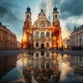 Surreal Fusion of Vilnius' Gothic Cathedrals and Baroque Buildings with a Modern Twist